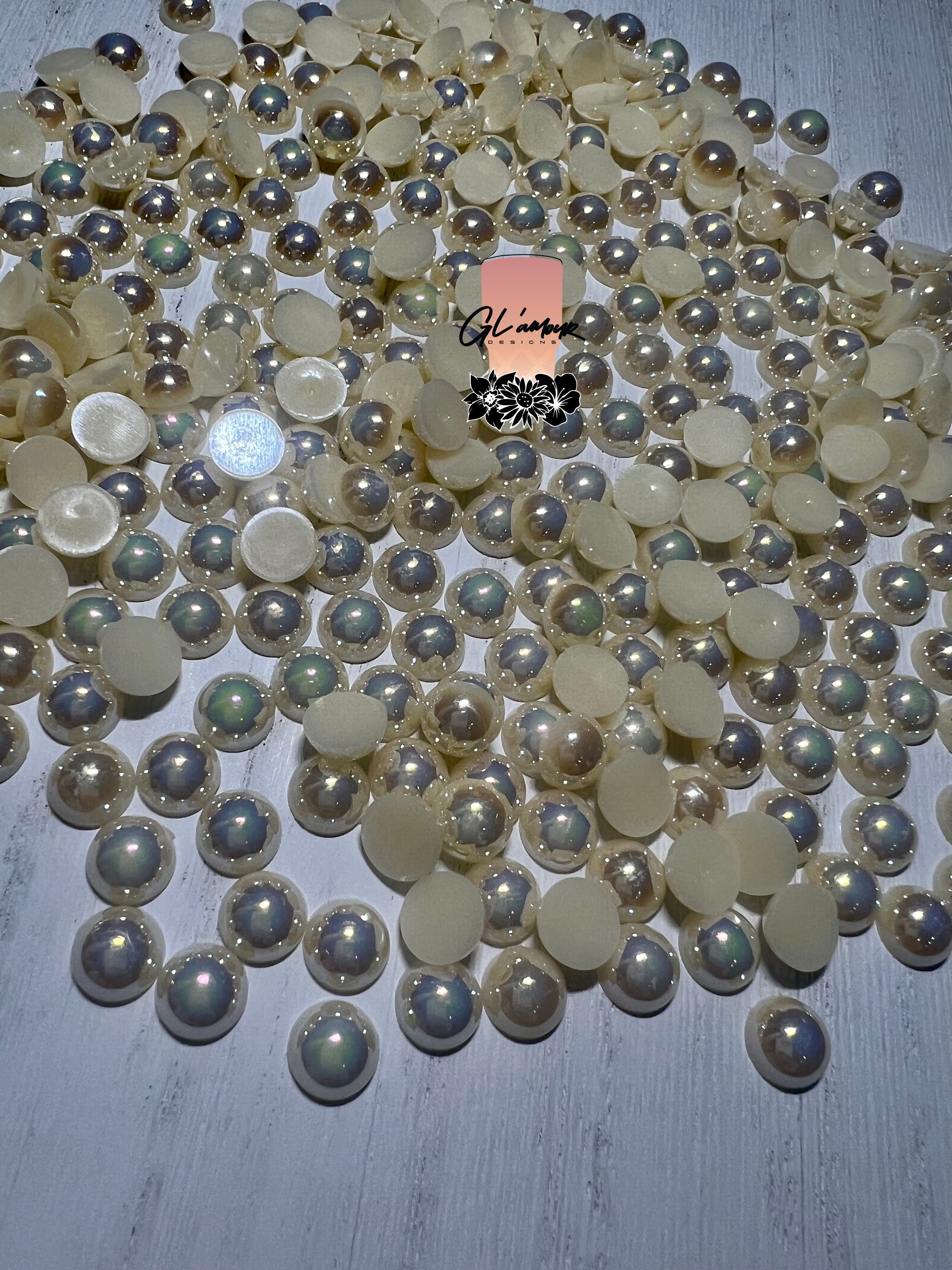 Emerald Half Flat Back Pearls sizes 3mm-8mm – Gl'amourXx Designs