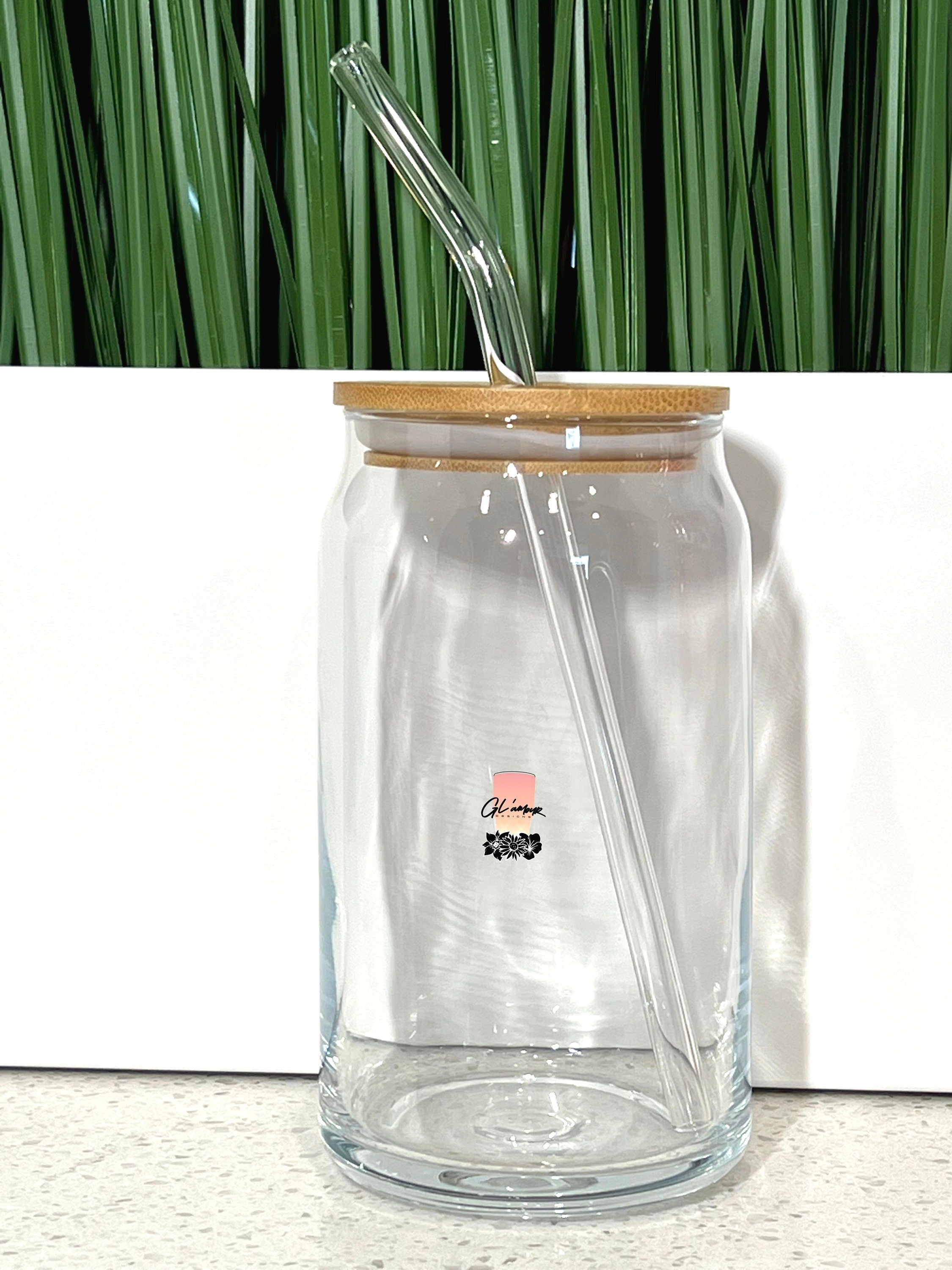 Glass Beer Cans With Bamboo Lid and Glass Straw – Gl'amourXx Designs