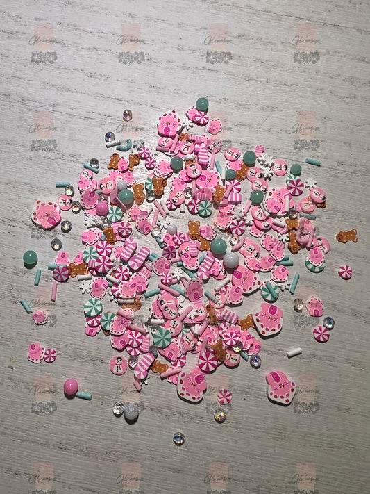 Pink Gingerland Sprinkle Mix with Diamonds - Small 5mm and 10mm Large