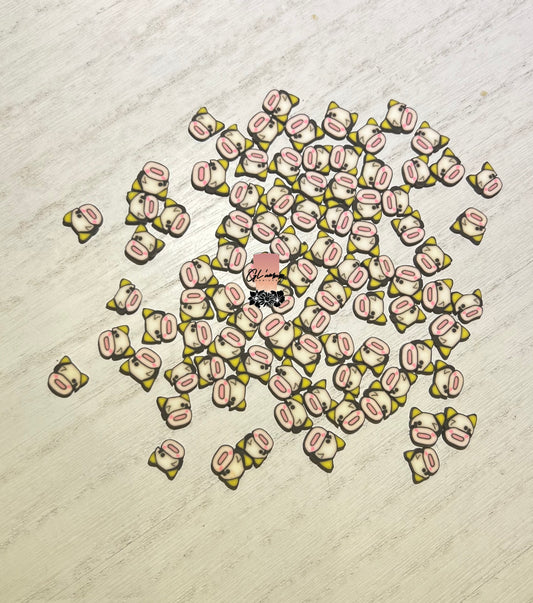 Pink Winking Cow Polymer Slices- 10mm Large