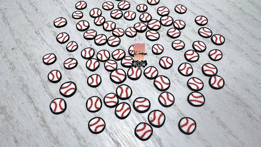 Baseball With Black Outline Polymer Slices - 10mm Large