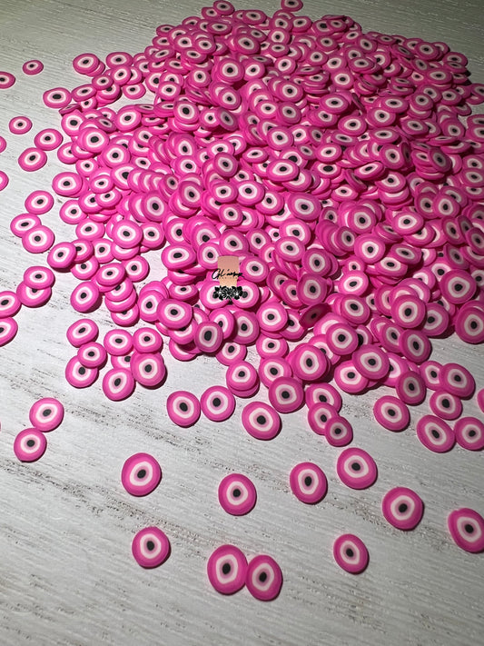 5mm Hot Pink Ojo (Eyeball) Polymer Slices -small