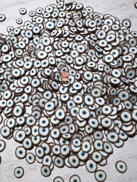 5mm Brown Ojo (Eyeball) Polymer Slices -small