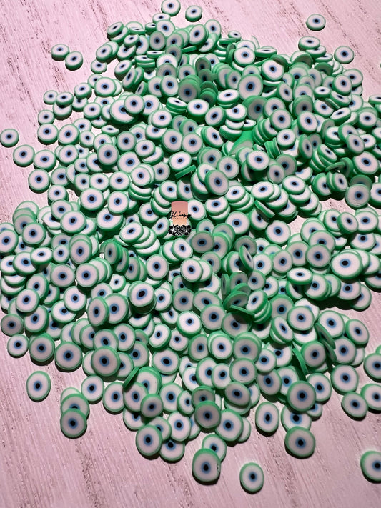 5mm Green Ojo (Eyeball) Polymer Slices -small