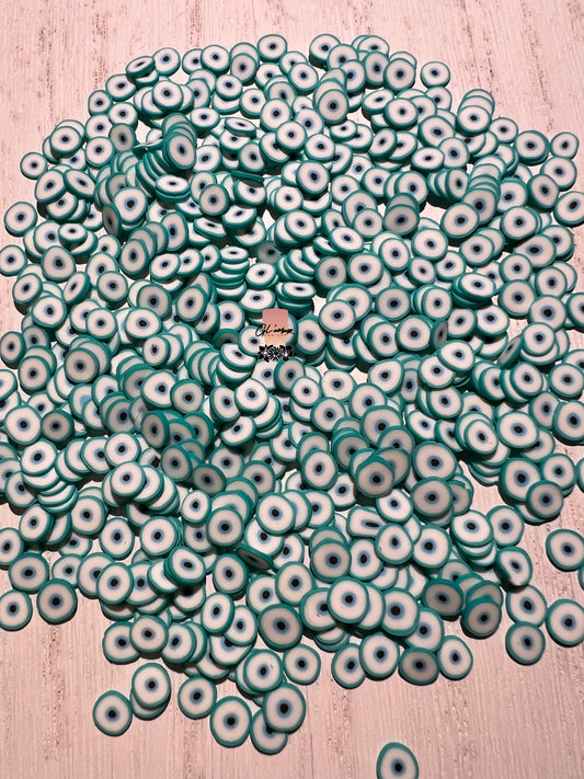 5mm Teal Ojo (Eyeball) Polymer Slices -small