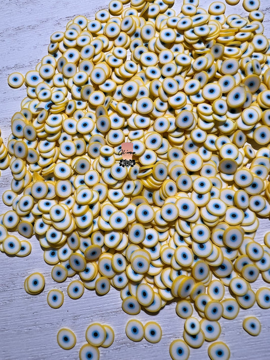 5mm Yellow Ojo (Eyeball) Polymer Slices -small