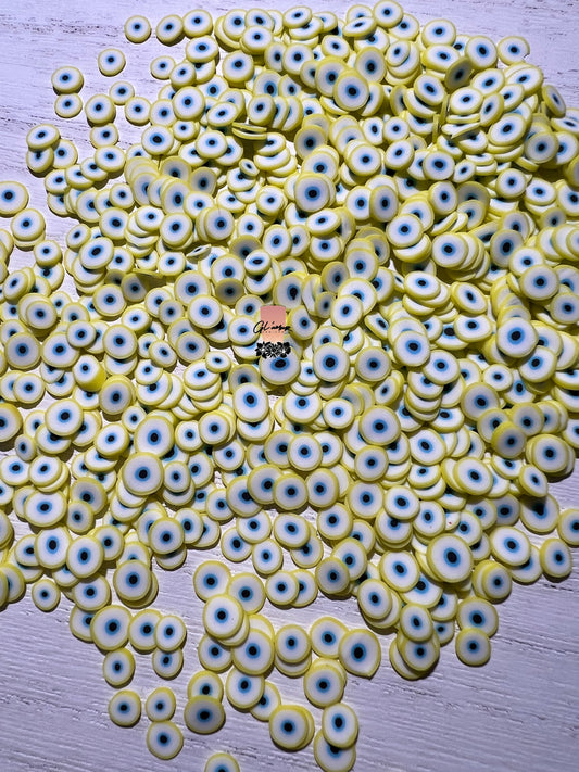 5mm Light Yellow Ojo (Eyeball) Polymer Slices -small