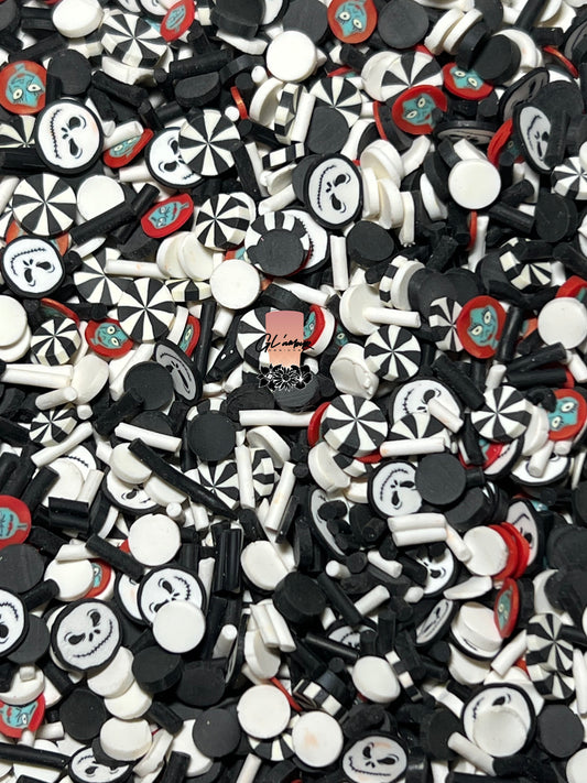 Jack & Sally's Halloween Treat Polymer Slices- 5mm Small