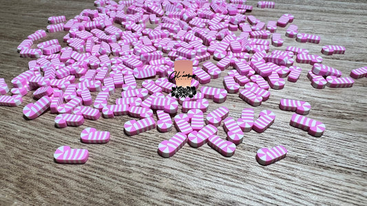 Pink Candy Cane Polymer Slices- 10mm Large