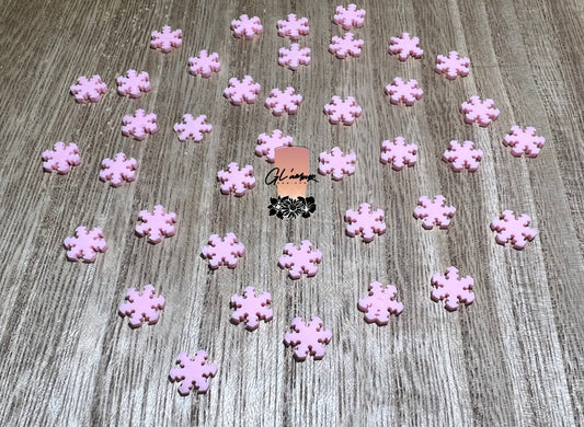 Pink Snowflake Polymer Slices- 10mm Large