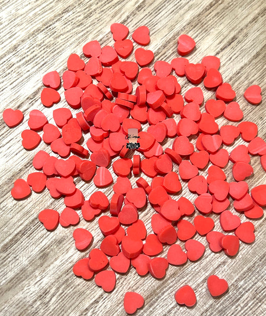 Red Hearts Polymer Slices -8mm