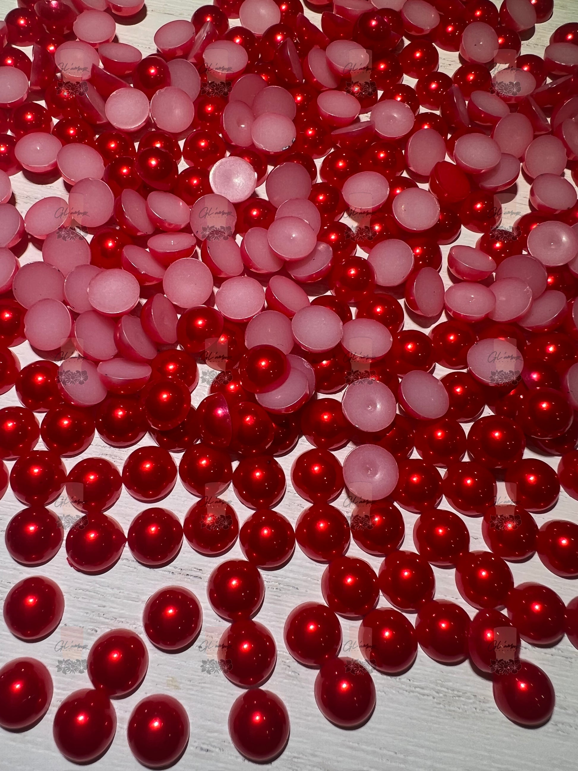 Red Half Flat Back Pearls sizes 3mm-8mm – Gl'amourXx Designs