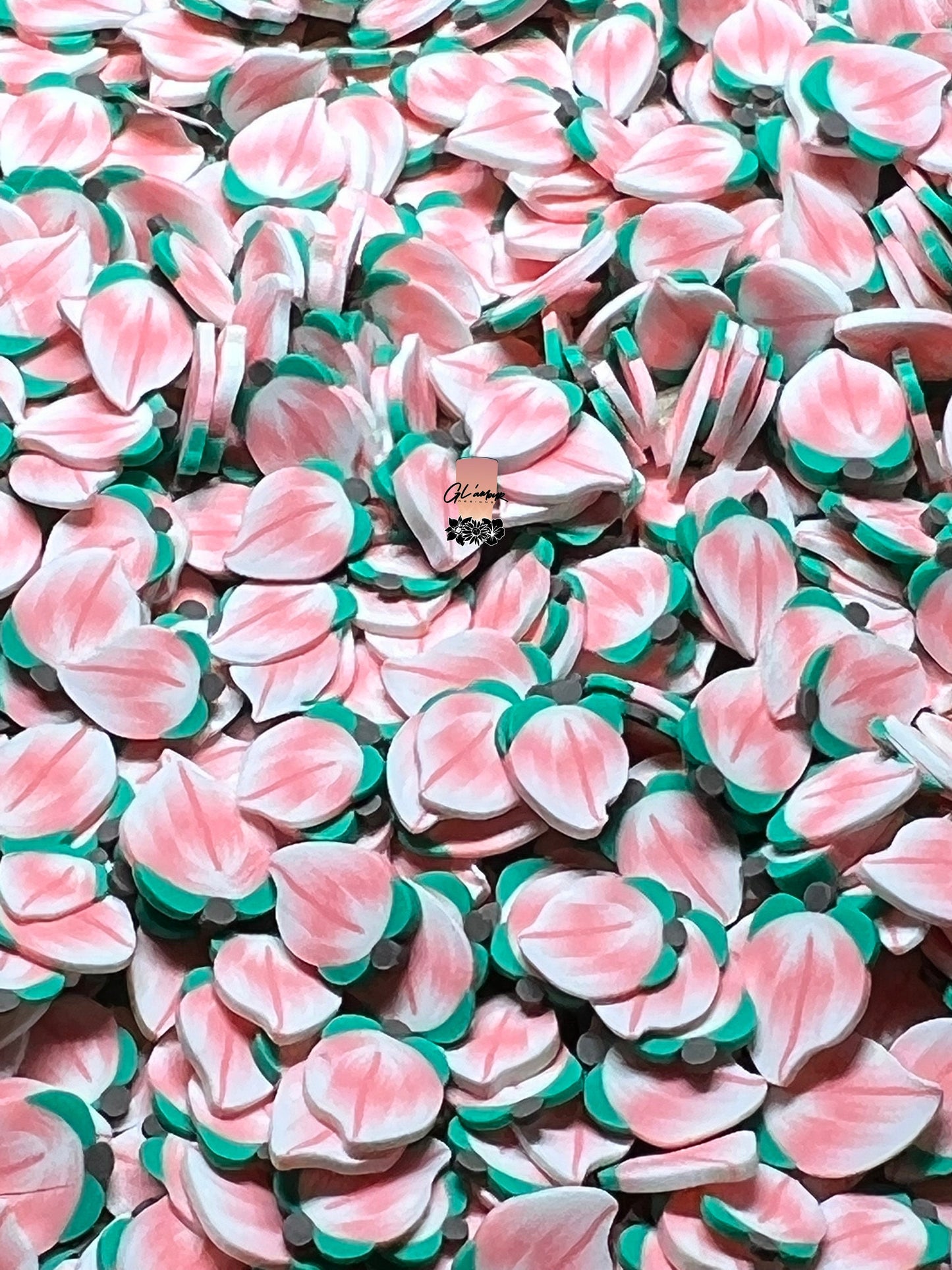 Pink Peach Polymer Slices - small 5mm