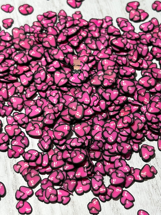 Hot Pink Hearts Polymer Slices -small 5mm